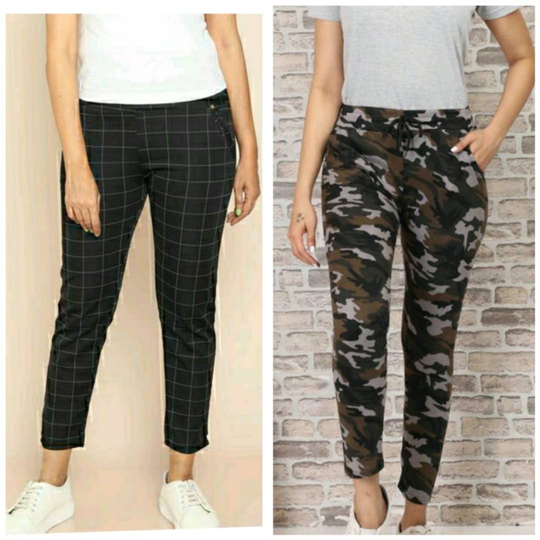 Women's Combo Of 1 Check & 1 Camouflage Jeggings OrderMeFirst