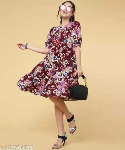 Women's Polyster Digital Printed Frock OrderMeFirst