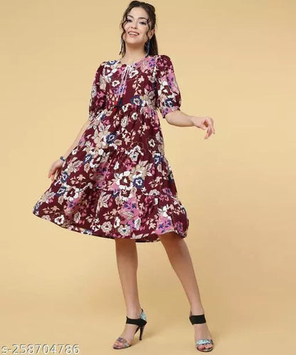 Women's Polyster Digital Printed Frock OrderMeFirst