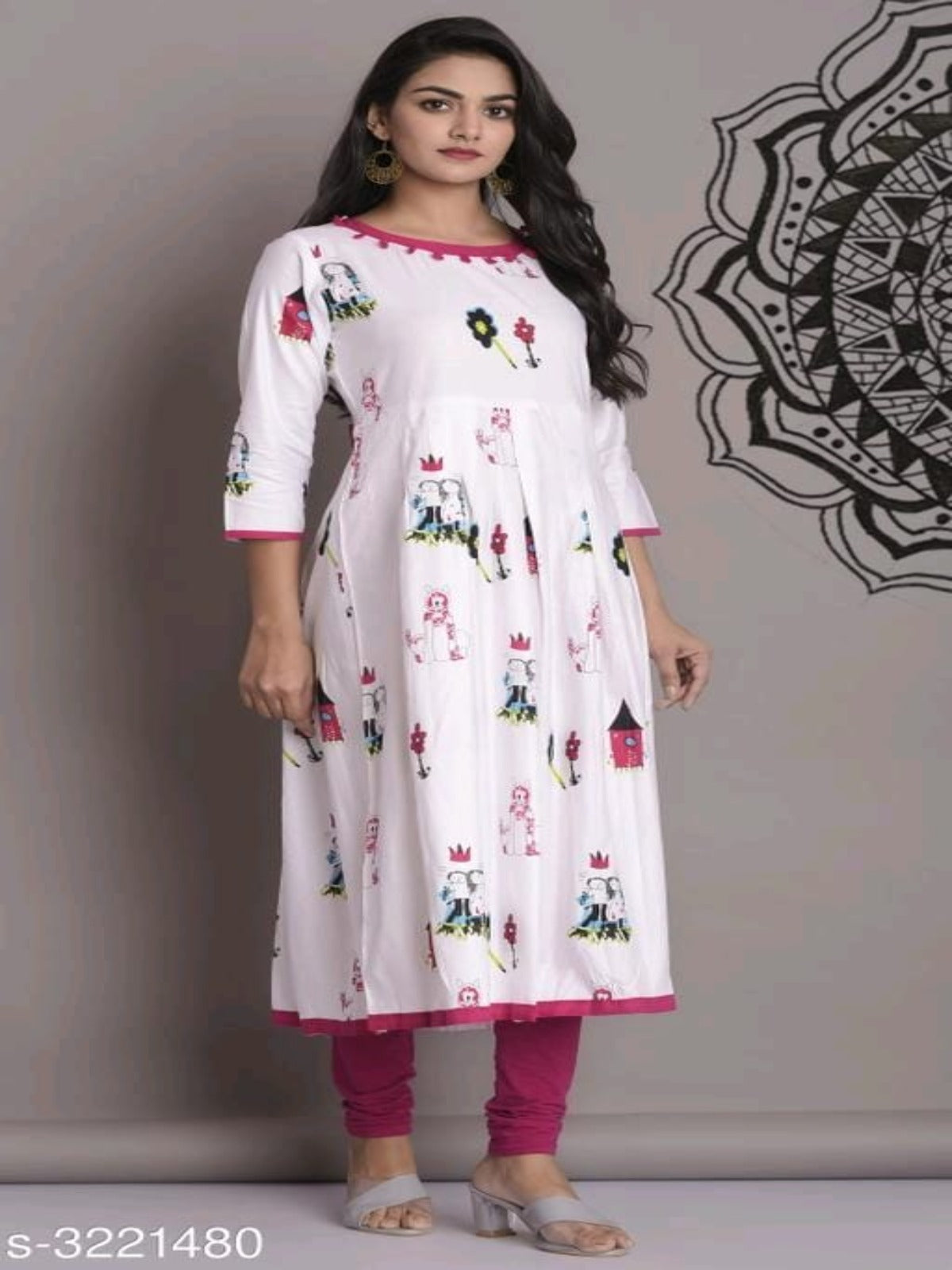 Women's Printed White Rayon Kurti OrderMeFirst