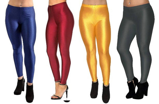 Women's Solid Shimmer Cotton Spandex Yoga Fit Pants (Pack of 4) OrderMeFirst