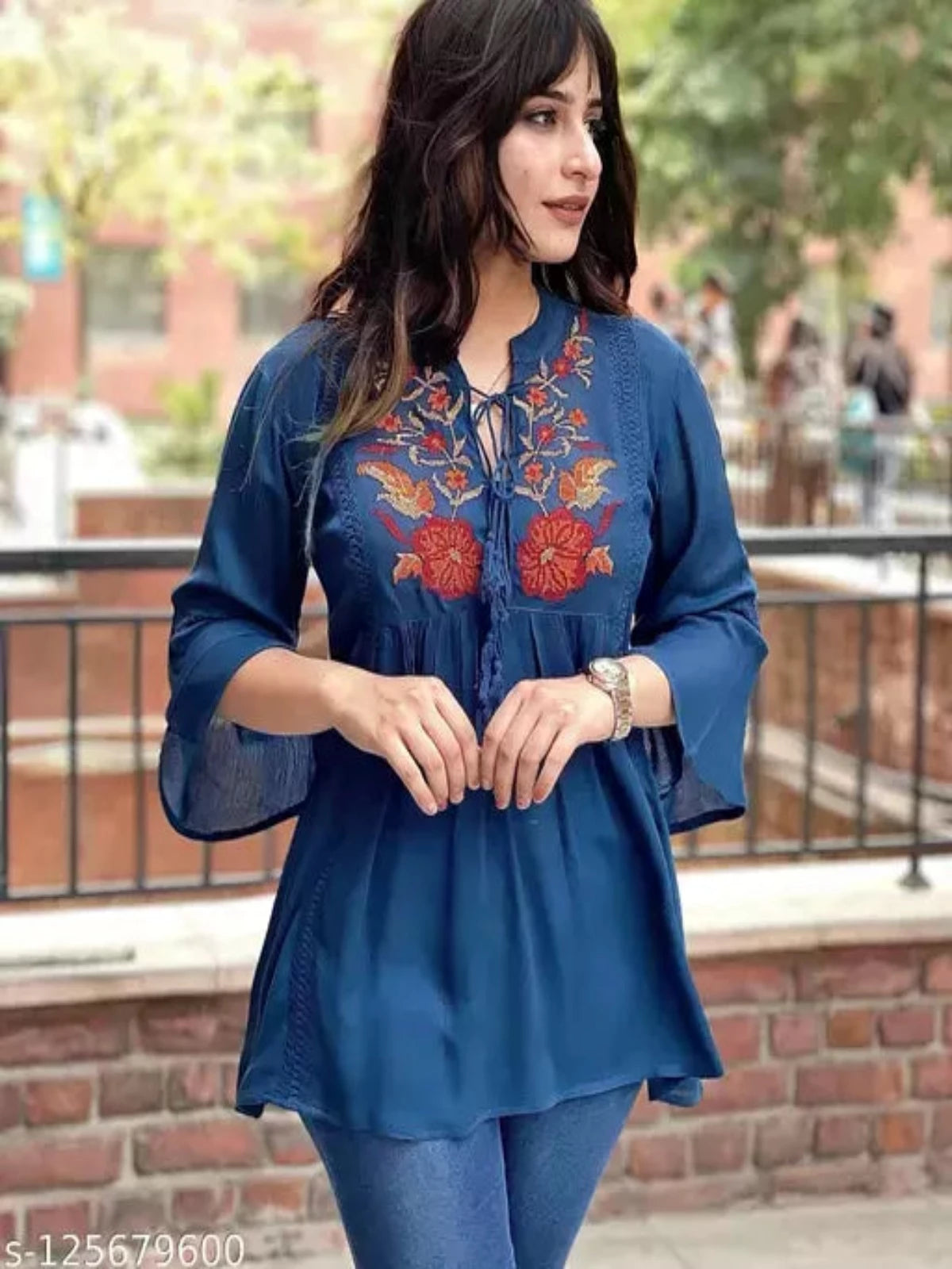 Women's Top  Rayon Embroidered Tops - OrderMeFirst