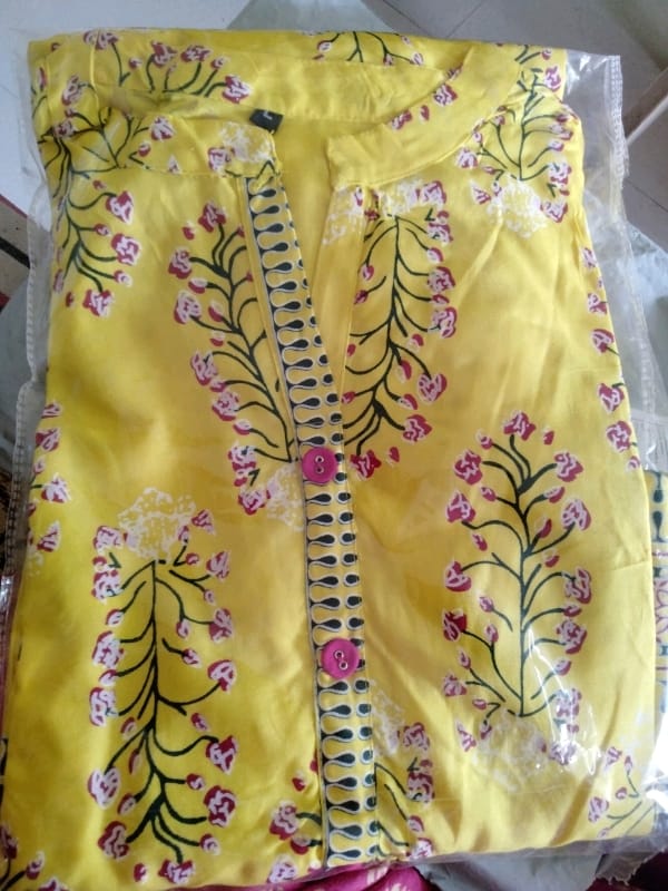 Womens Beautiful Rayon Handwork motif and Printed Kurta OrderMeFirst