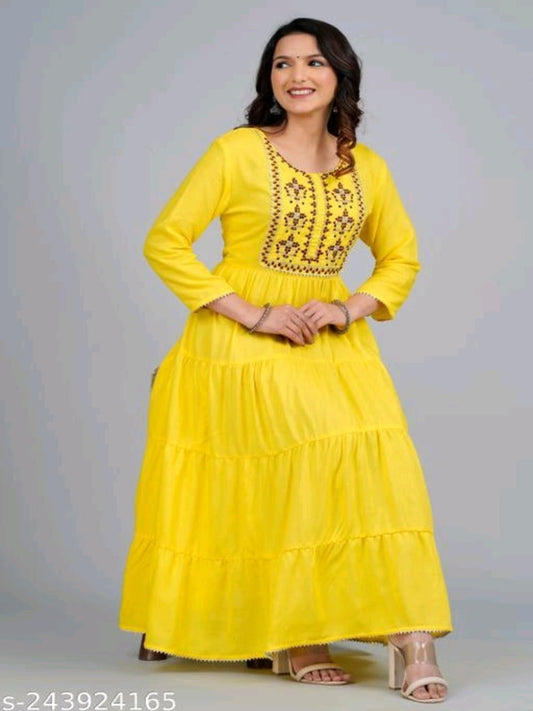 Yellow Embroidered Gowns OrderMeFirst