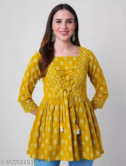 Yellow Rayon DRESSES OrderMeFirst