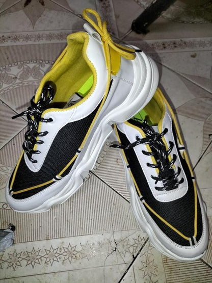 Yellow Solid Running Shoes For Men OrderMeFirst