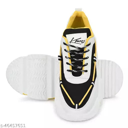 Yellow Solid Running Shoes For Men OrderMeFirst