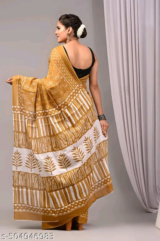 Hand Block Indigo Saree - OrderMeFirst