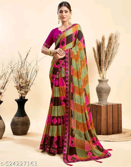 Chiffon Saree with Silk Blouse - OrderMeFirst