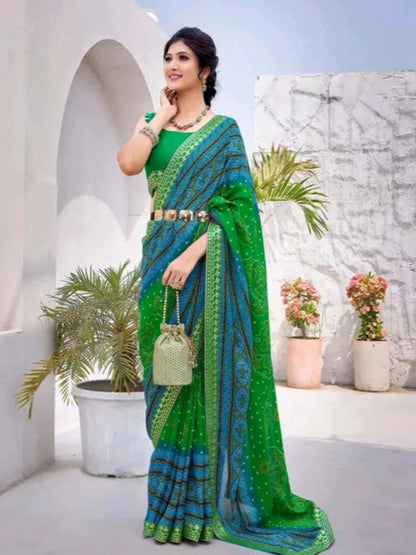 Printed Jacquard Lace Georgette Sare