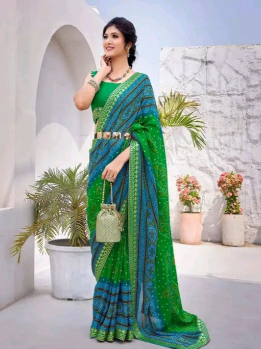 Printed Jacquard Lace Georgette Sare