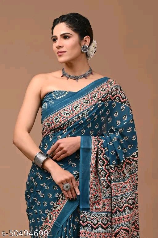 Printed Cotton Mulmul Saree - OrderMeFirst