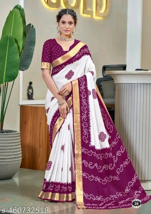 Cotton Bandhani Saree