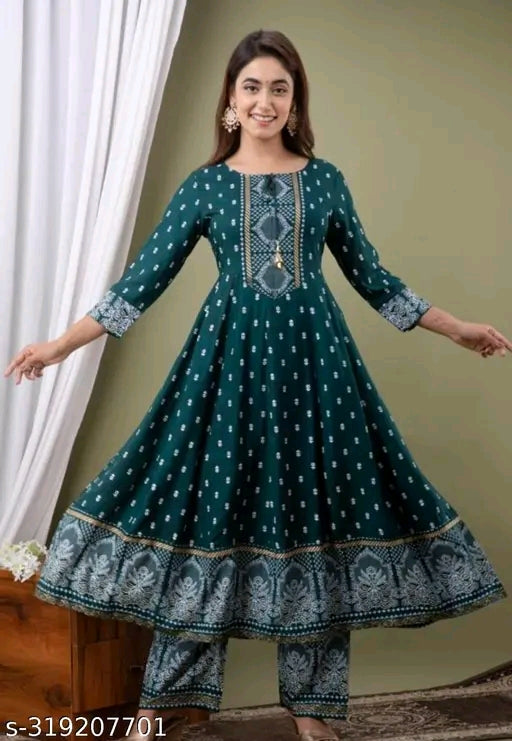Rayon Printed Anarkali Kurti