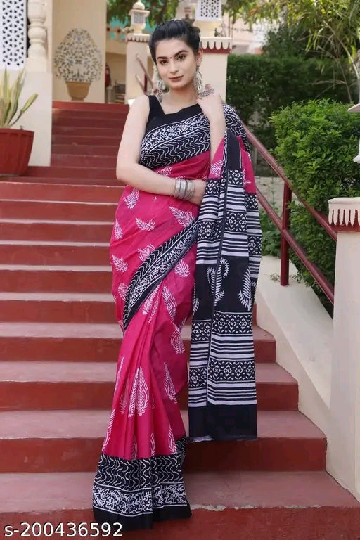 Jaipuri Print Cotton Saree - OrderMeFirst
