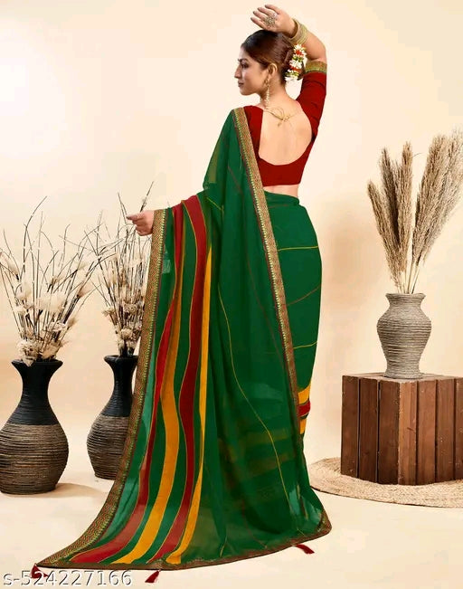 Chiffon Green Saree - OrderMeFirst