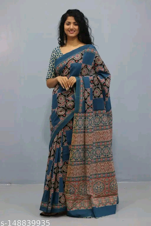 Sanganeri Cotton Malmal Saree - OrderMeFirst