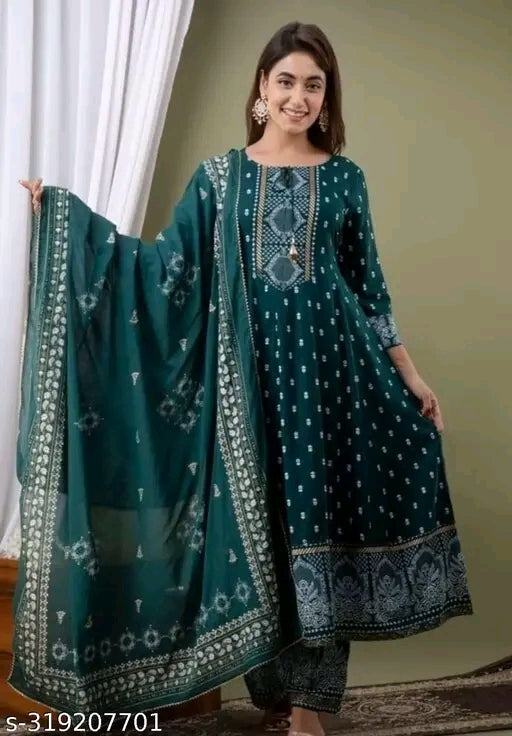 Rayon Printed Anarkali Kurti