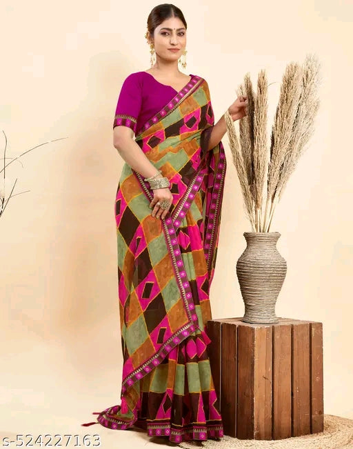 Chiffon Saree with Silk Blouse - OrderMeFirst