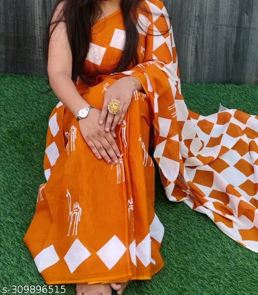 Bagru MulMul Saree - OrderMeFirst