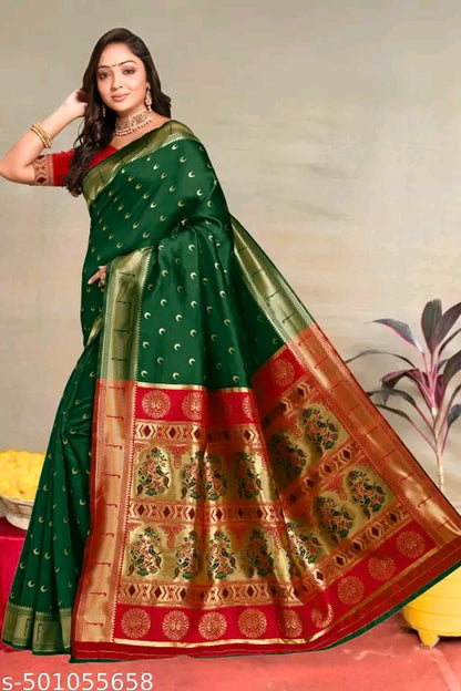 Green Red Paithani Saree