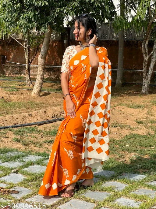 Bagru MulMul Saree - OrderMeFirst