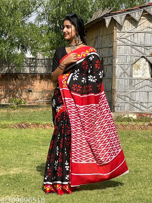 Sanganeri Jaipuri Print Saree - OrderMeFirst