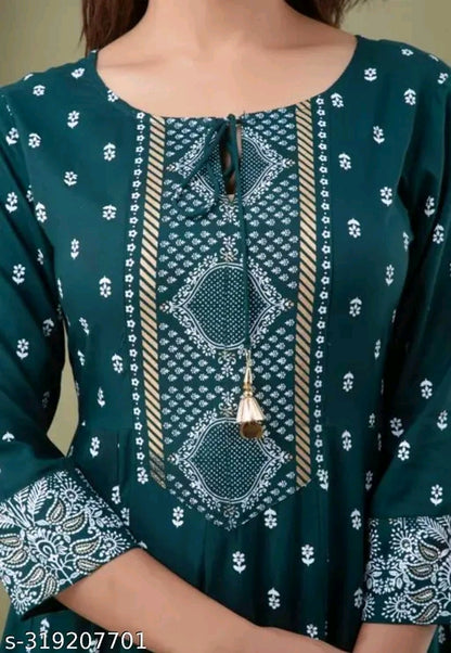 Rayon Printed Anarkali Kurti