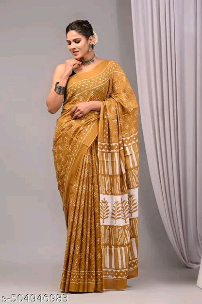 Hand Block Indigo Saree - OrderMeFirst