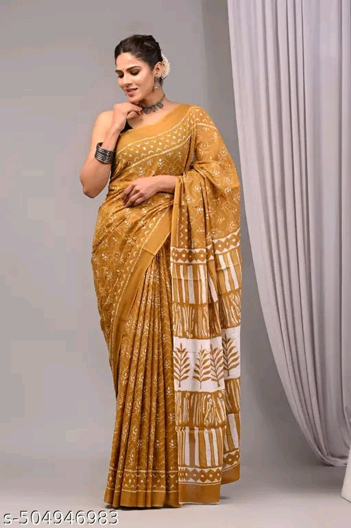 Hand Block Indigo Saree - OrderMeFirst