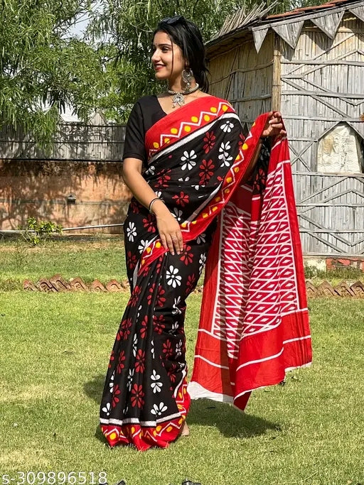 Sanganeri Jaipuri Print Saree - OrderMeFirst