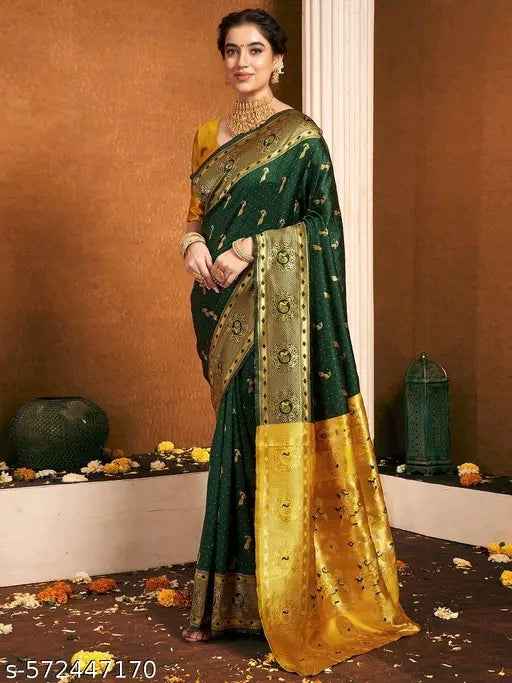 Green Firozi Paithani Saree