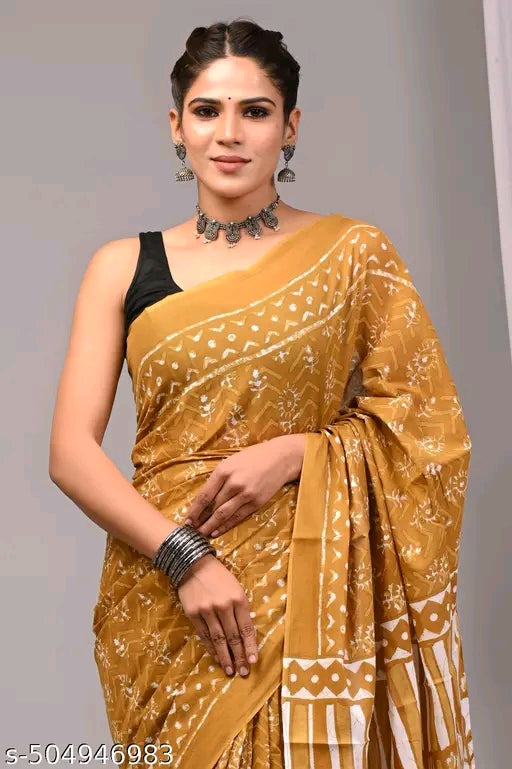 Hand Block Indigo Saree - OrderMeFirst