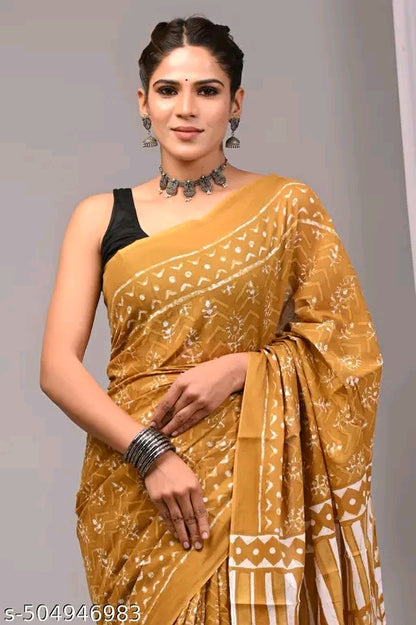 Hand Block Indigo Saree - OrderMeFirst