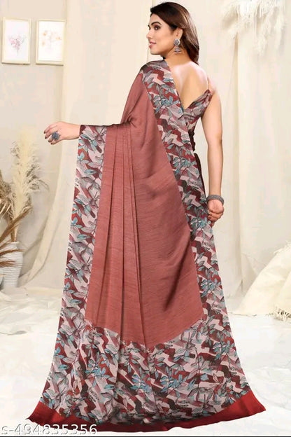 Georgette Solid Print Saree