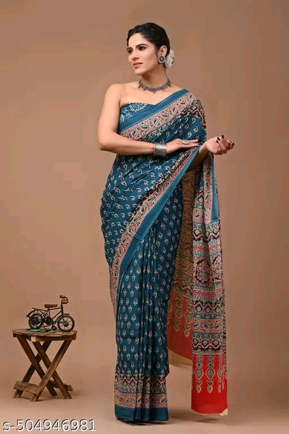 Printed Cotton Mulmul Saree - OrderMeFirst