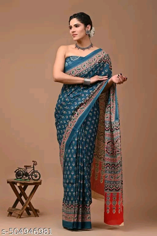 Printed Cotton Mulmul Saree - OrderMeFirst