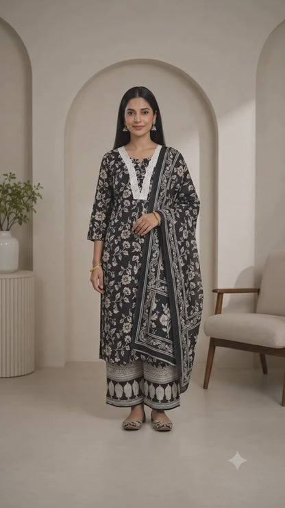 Floral Printed Kurta Palazzo Set