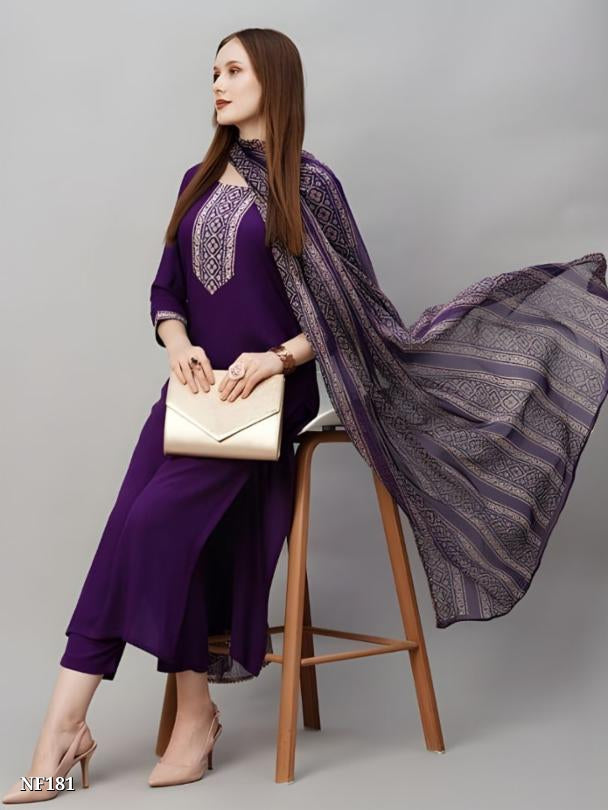 Royal Purple Rayon Slub Suit Set