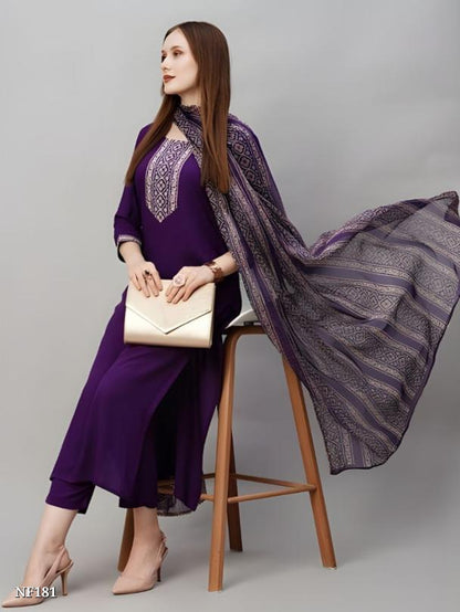 Royal Purple Rayon Slub Suit Set