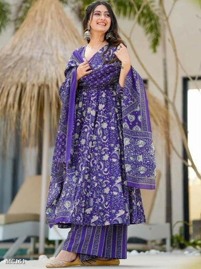 Floral Print Anarkali Kurta Set