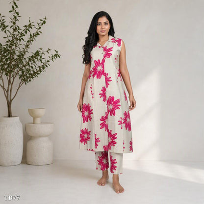 Viscose Cotton Silk Kurti Pant Set