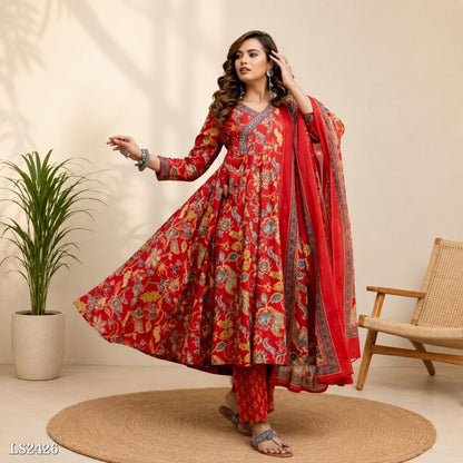 Floral Print Suit Set with Dupatta