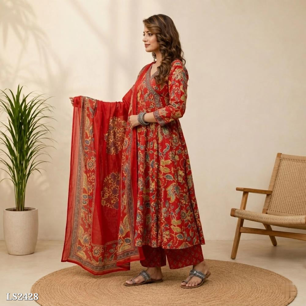Floral Print Suit Set with Dupatta