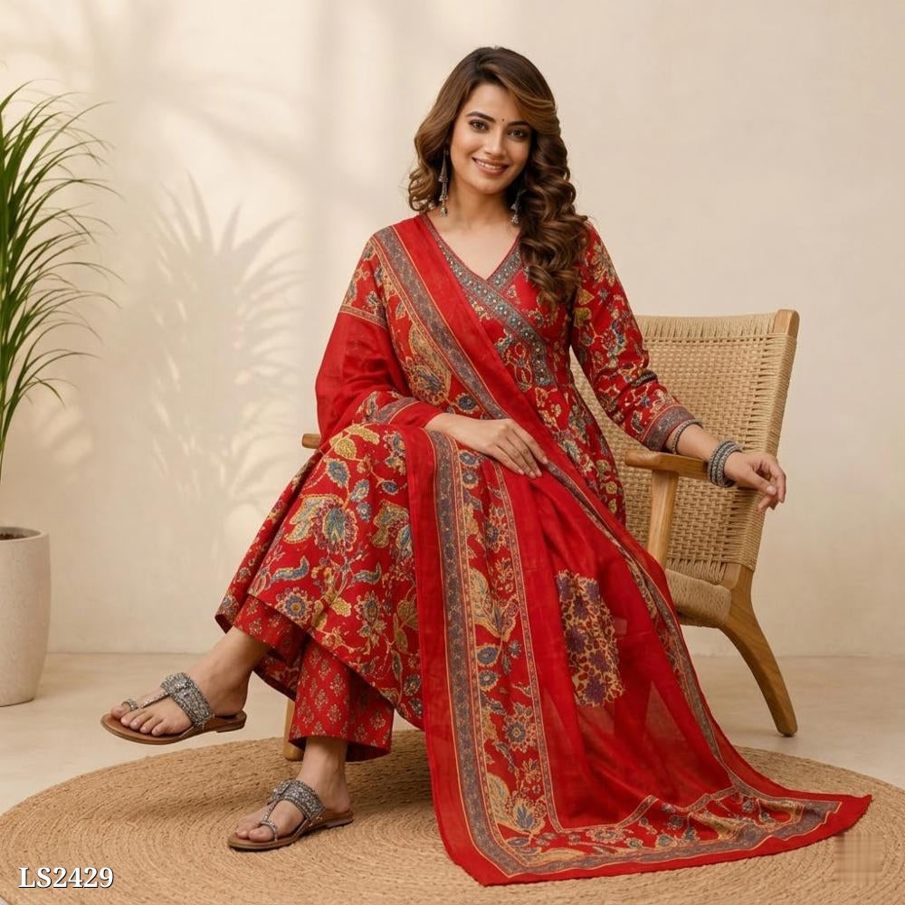 Floral Print Suit Set with Dupatta
