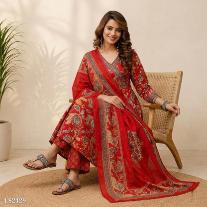 Floral Print Suit Set with Dupatta