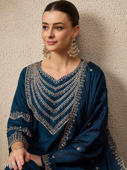 Roman Silk Embroidered Kurta Set