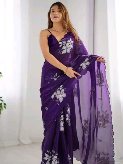 Silk Sequence Work Saree