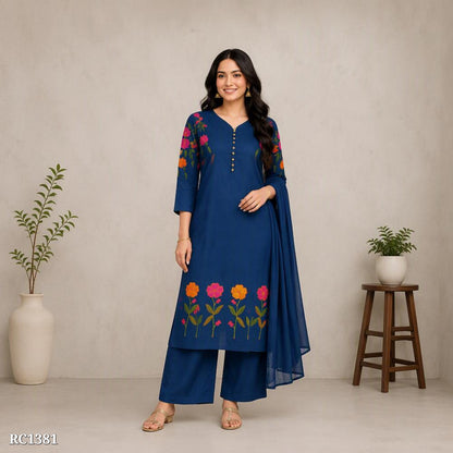 Embroidered Kurta Palazzo with Dupatta