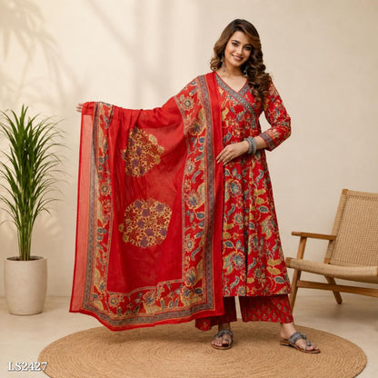 Floral Print Suit Set with Dupatta